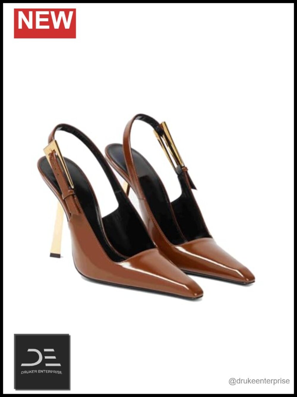 Women's Slingback Stiletto Heels Square Toe Patent Leather Pumps